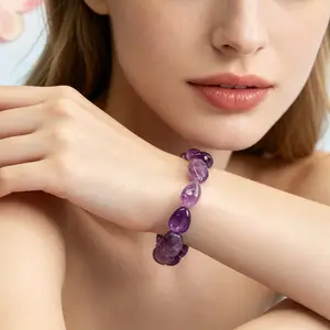 Natural Amethyst Freeform Bracelet |   Irregular Raw Crystal Beads, Purple Crystal Hand Chain, Women's Hand Jewelry, Energy Gift Optimization Ideas