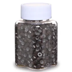 1000pcs 5mm Dark Brown Extension Beads,Silicone Lined Micro Rings,MicroLink I Tip Weft Beads for Hair Tinsel and Feathers Extensions