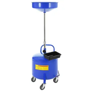 Gaomon 8-Gal Powder Coat Steel Waste Oil Drain Tank, Portable Unit with Adjustable Height Funnel, Oil Draining & Fluid Transfer, Heavy-Duty, Rust-Proof, Wheels & Toolbox