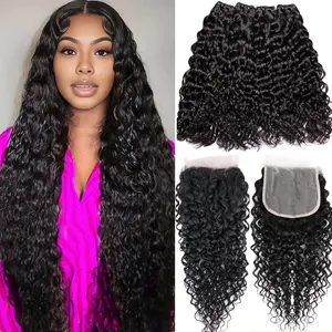 VIPbeauty Hair Bundles Unprocessed Burmese Raw Human Hair, 50% Less Shedding and Tangling Than Regular, 3/4 Bundles with Frontal Closure(5*5 Free Part) Burmese Curly Brazilian Virgin Curly weave Hair  Natural Black
