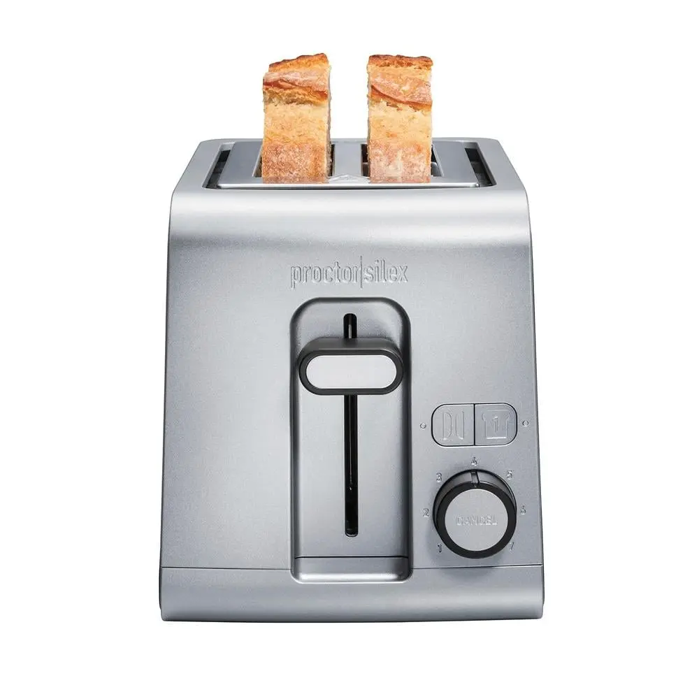 Hamilton Beach Brands Proctor Silex 2-Slice Toaster, Black & Stainless Steel, Modern Compact Rectangular Design for Toast Bread