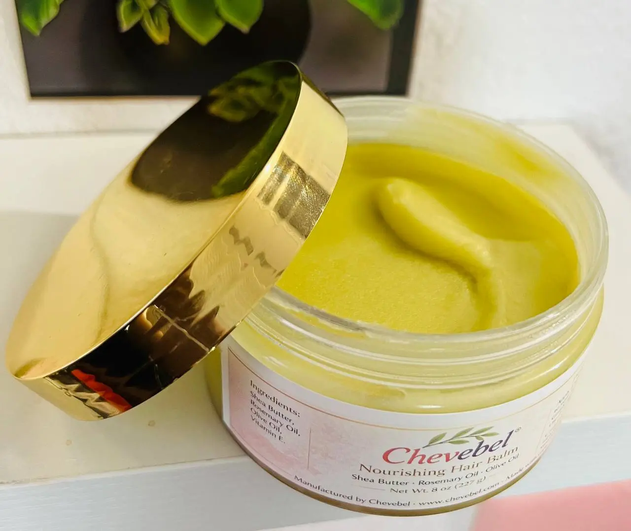 Chevebel Nourishing Hair Balm with Shea Butter, Rosemary Oil & Olive Oil – 8 oz