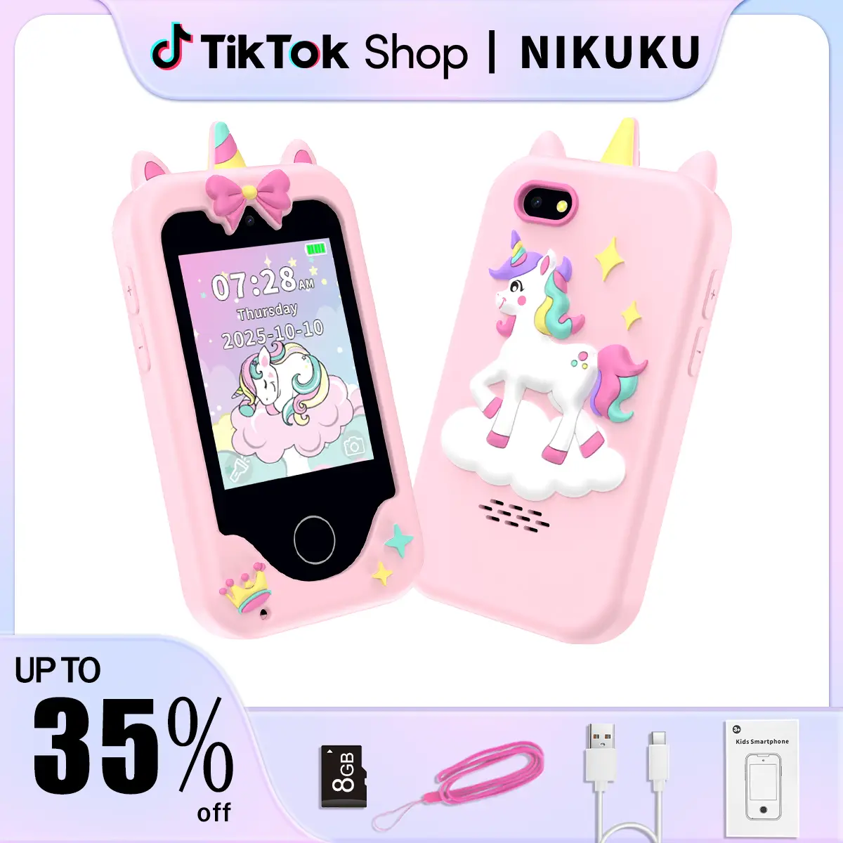 Kids Smart Phone,2.8" Touch with Dual Camera, Game, Music Player, Travel with MP3 Music Player,8GB Card,Travel Toy Preschool Learning Education Toy,Ch