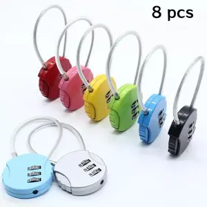 8 PCS Combination Lock, Resettable Trunk Door Lock, Waterproof Padlock with Wire Rope, Outdoor Digital Combination Lock for Lockers, Doors, Fences, Handbags summervibes