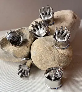 PAIR of Scary Skeleton Hand Steel Double Flare Gothic Claw Tunnels / Plugs - Gauges 2g (6mm) thru 5/8" (16mm)