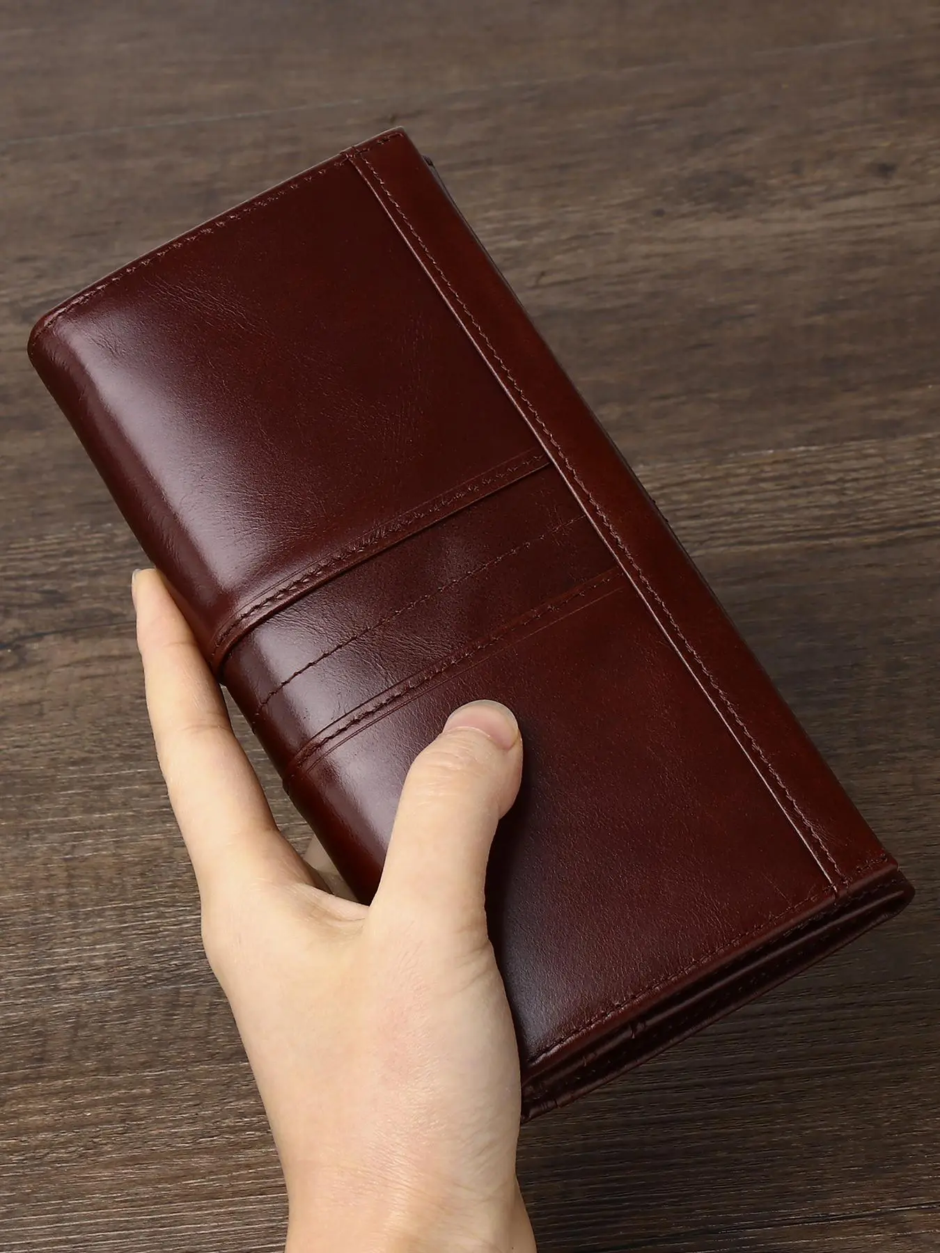 Women's Genuine Leather Vintage Rfid Long Wallet, Vintage Style Wallet, Leather Cowhide Wallet, Durable Fashion Wallet, Large Capacity Zipper Handbag, Fashion Travel Coin Purse Credit Card Holder Gift, Leather Rfid Wallets