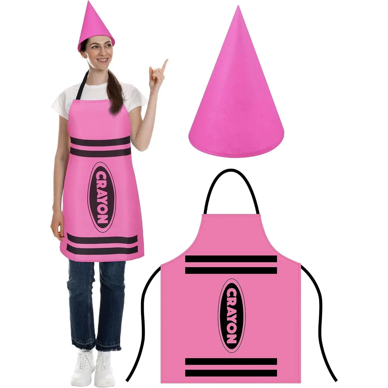Crayon Costume with Apron and Cone Hat Adult