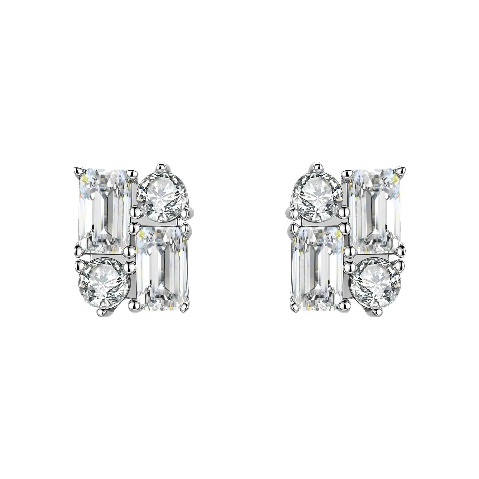 [EVA Jewelry] Emerald Earrings 925 Sterling Silver Synthetic Moissanite Earrings