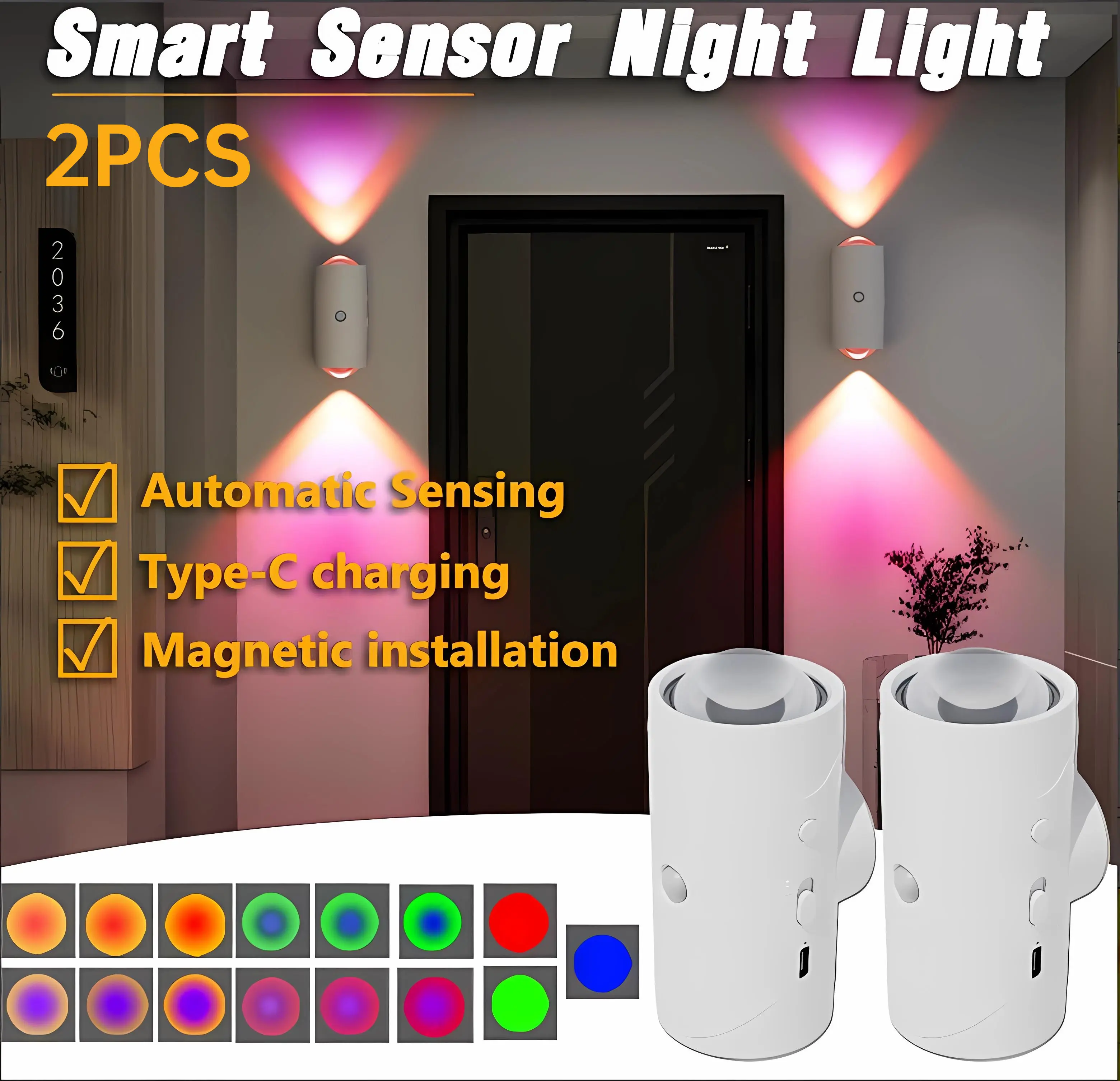 Under Cabinet Lights, Motion Sensor Night Light Indoor, Rechargeable 1500mAh LED, Auto-On Magnetic Dimmable Lamp, 7 Ambient Colors, Plug-Free Stick Anywhere Lighting for Bathroom, Bedroom, Kitchen, Stairs tiktokshopspringglowup Colorful Backlight