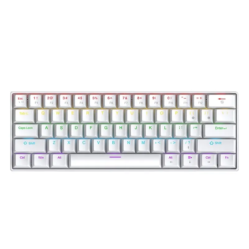 ZIYOULANG 61-key Wired Keyboard, Colorful Keyboard with Vibrant Lighting and Red Switch/Blue Switch, Mini Wired Keyboard for Gaming Office Use, RGB Lighting Keyboard, RGB Backlit Keyboard, Light Up Keyboard
