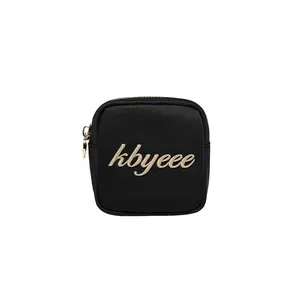 Stoney Clover Lane "kbyeee" Embroidered Mini Pouch in Noir