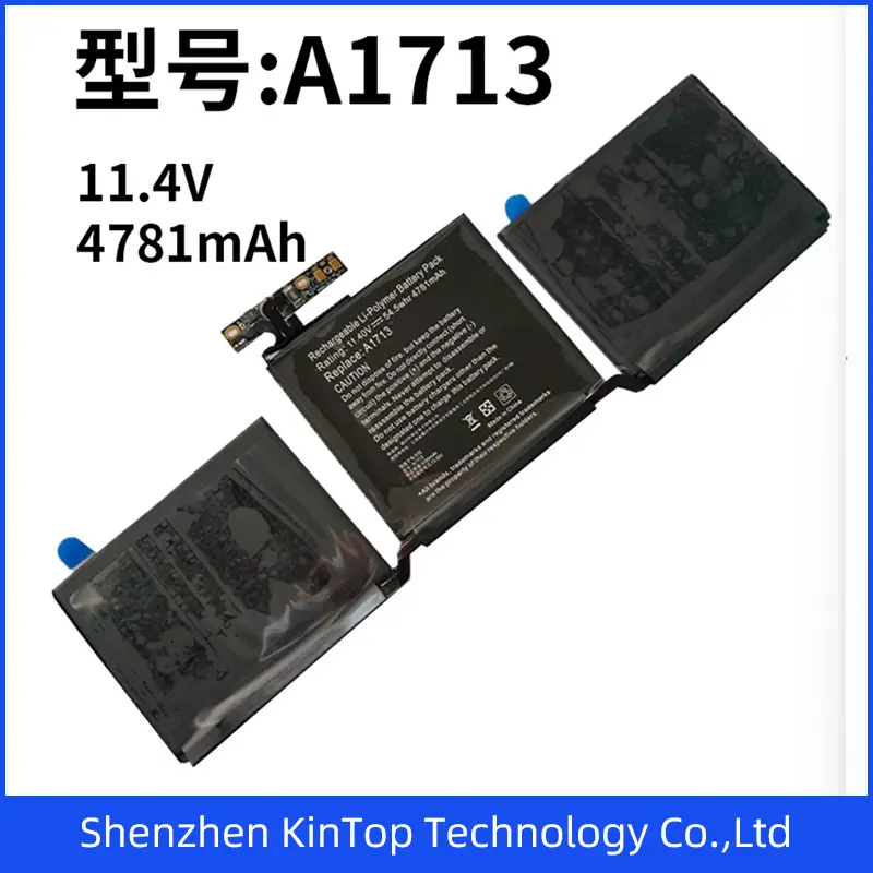11.4V4781mAh A1713 Black Laptop Battery for Apple A1713 A2171 A1708 A2159 A2289 A2338 Replacement Battery Li-ion Battery