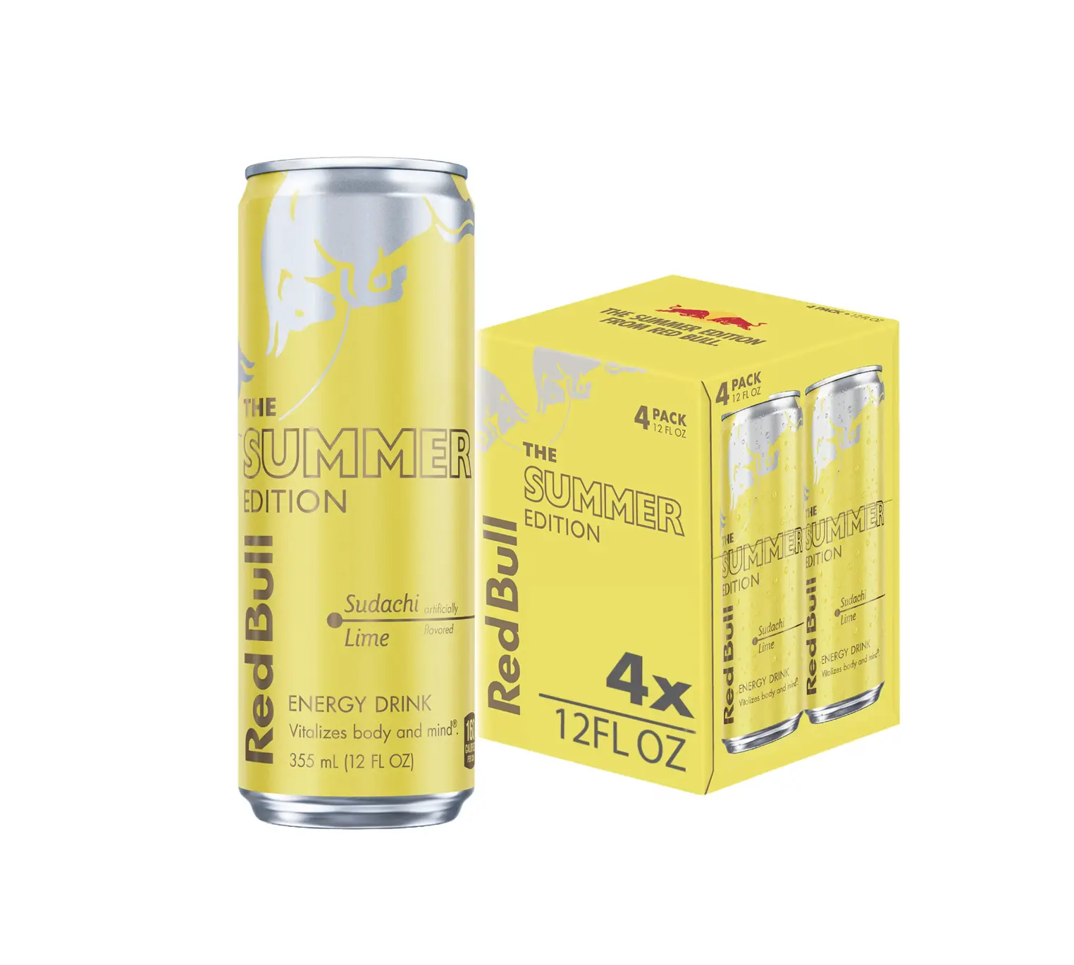 Pack of 4 Red Bull Summer Edition Energy Drink, Sudachi Lime, 12 fl. oz Sport Beverage