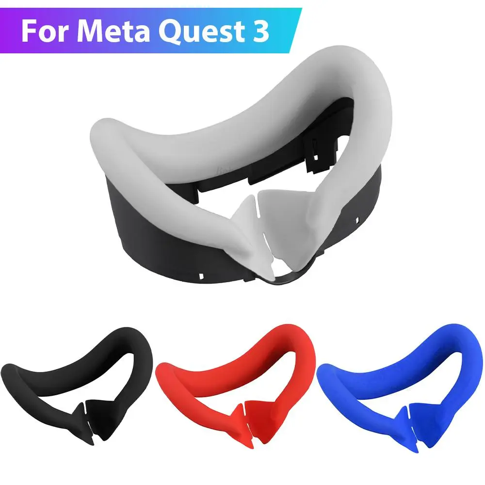 Silicone VR Face Mask For Meta Quest 3 Facial Interface Sweatproof Mask Face Cushion Lightproof Mask Face Cover VR Accessories