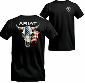 Ariat Tshirt With Bold Bull Skull Design, Unisex Tshirt, Unisex Shirt, Ariat Tshirt, Ariat Tshirt Cotton Menswear Menswear Menswear Menswear Menswear