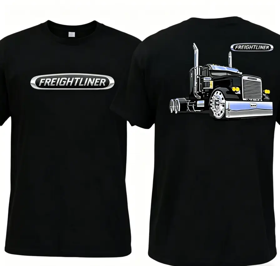 Men's Truck Graphic T-Shirt, 100% Cotton Streetwear Short-Sleeve Top, Breathable Round Neck with Relaxed Fit, Casual Gift for Trucking Fans, Tshirt, Shortsleeve, Retro, Retro Cute, Rib, No, Breathable Fabric
