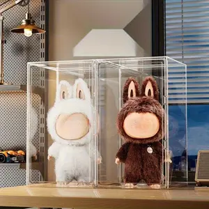 1/2pcs 23.6 inch Large Acrylic Display Case for Labubu -Fits Zimomo & Archangel Figures, Magnetic Door,Stackable, Premium Dust-Proof Showcase