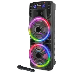 Portable Bluetooth PA Speaker System Dual 12” Subwoofer DJ Karaoke Speaker w/ Microphone In, Remote Control, Party Lights, AUX/RCA/FM Radio for Events Outdoor