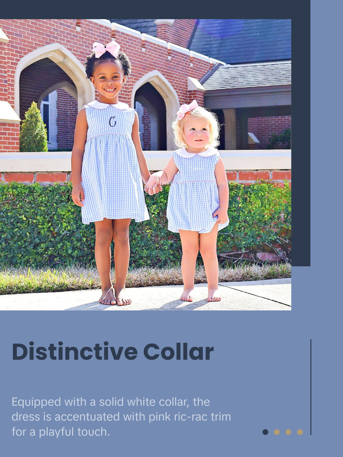 Light Blue Gingham Heidi Dress - Girls Peter Pan Collared Dress