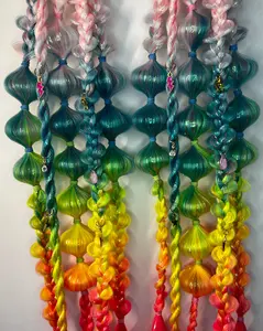 Rainbow Electric Braided Ponytails, Pastel Rainbow Braids, Crystal Festival Hair -- MEDIUM WEIGHT
