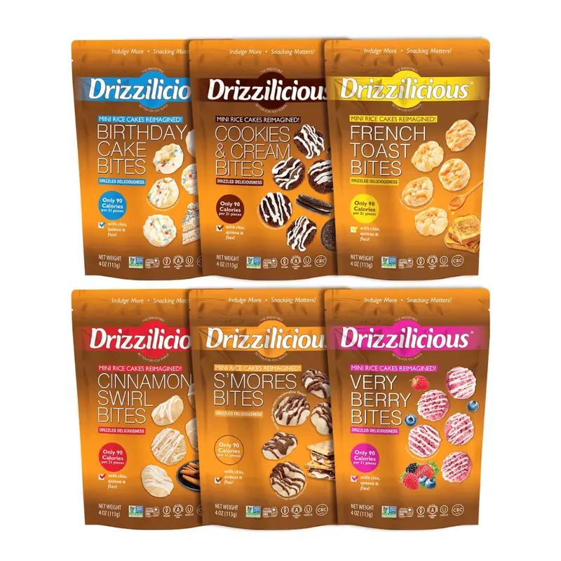 6 Pack - Drizzilicious Mini Rice Cakes Variety Pack 4oz