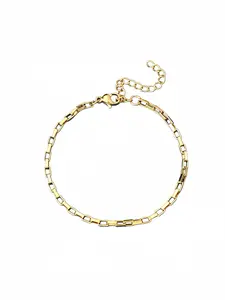 1pc Minimalist Gold Box Chain Bracelet, Dainty Polished Link Bangle, 18K Gold Plated Titanium Steel Fashion Accessory for Women, Daily Casual Party Gift, Viral Trendy Jewelry
