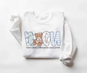 NICU T-Shirt OR Sweatshirt  • Neonatal ICU Nurse Preppy Bear • Neonatal Intensive Care Unit Nurse Coquette Work • NICU Nurse Gifts