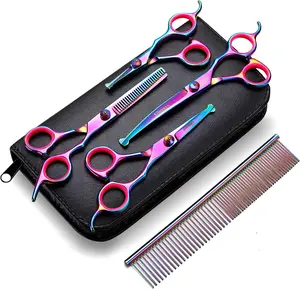 Professional 6-in-1 Dog and Cat Grooming Scissors Set