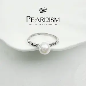 PEARLISM Chain-Link Freshwater Pearl 925 Silver Ring