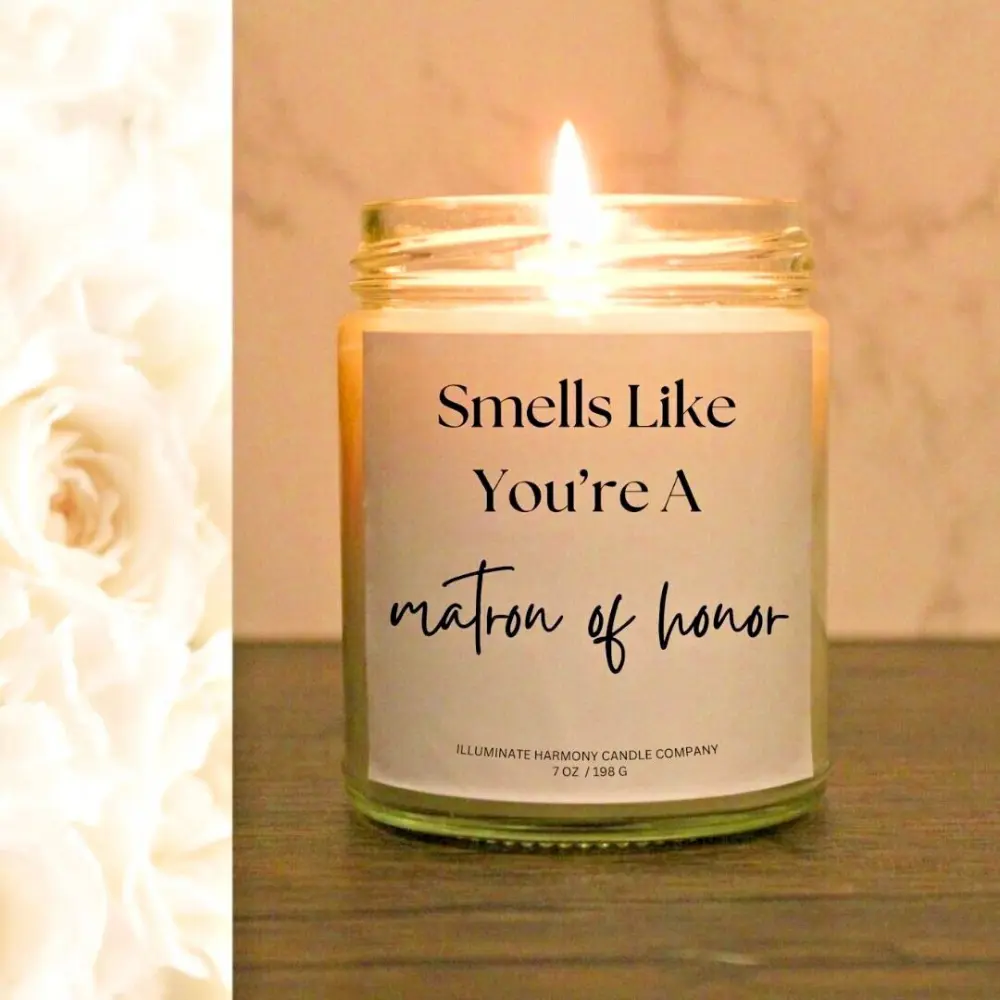 Smells Like You're A Matron Of Honor Candle | Matron Of Honor Proposal Candle Gift | Bridesmaid Wedding Gift | Wedding Candle Gift For Her