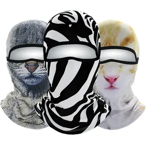 Unisex 3D Animal Facekini, Warm Elastic Fleece Head Cover Mask for Winter Sports