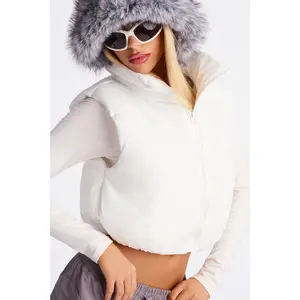 Harmony Cropped Puffer Vest - White