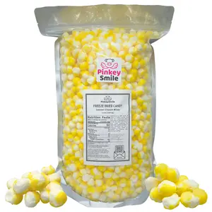 PinkeySmile Freeze Dried Lemon Crunch Bites 5.5lb Bulk Party Size Jumbo Giant Bag Mini Sour Lemon Puffs  - Crunchy, Intense Flavor, Lightweight Snack, Freeze Dried Candy - Resealable Bag - Ships In Box bulk candy