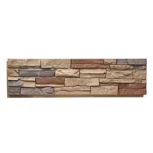 Summervibes VEVOR Faux Stacked Stone Panel, 45.6x 12.8 in Artificial Stone Wall Panels, High-Density PU Stones Siding Panel, Easy to Cut, Rock Panels for Interior and Exterior Decorations, Brick Red