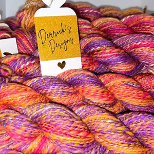 Derrick's Designs Merino & Bamboo Hand Spun Yarn 100 YDS DK Weight Sunset in Paradise Soft Fluffy for Knitting Crochet Projects with Coconut Smell
