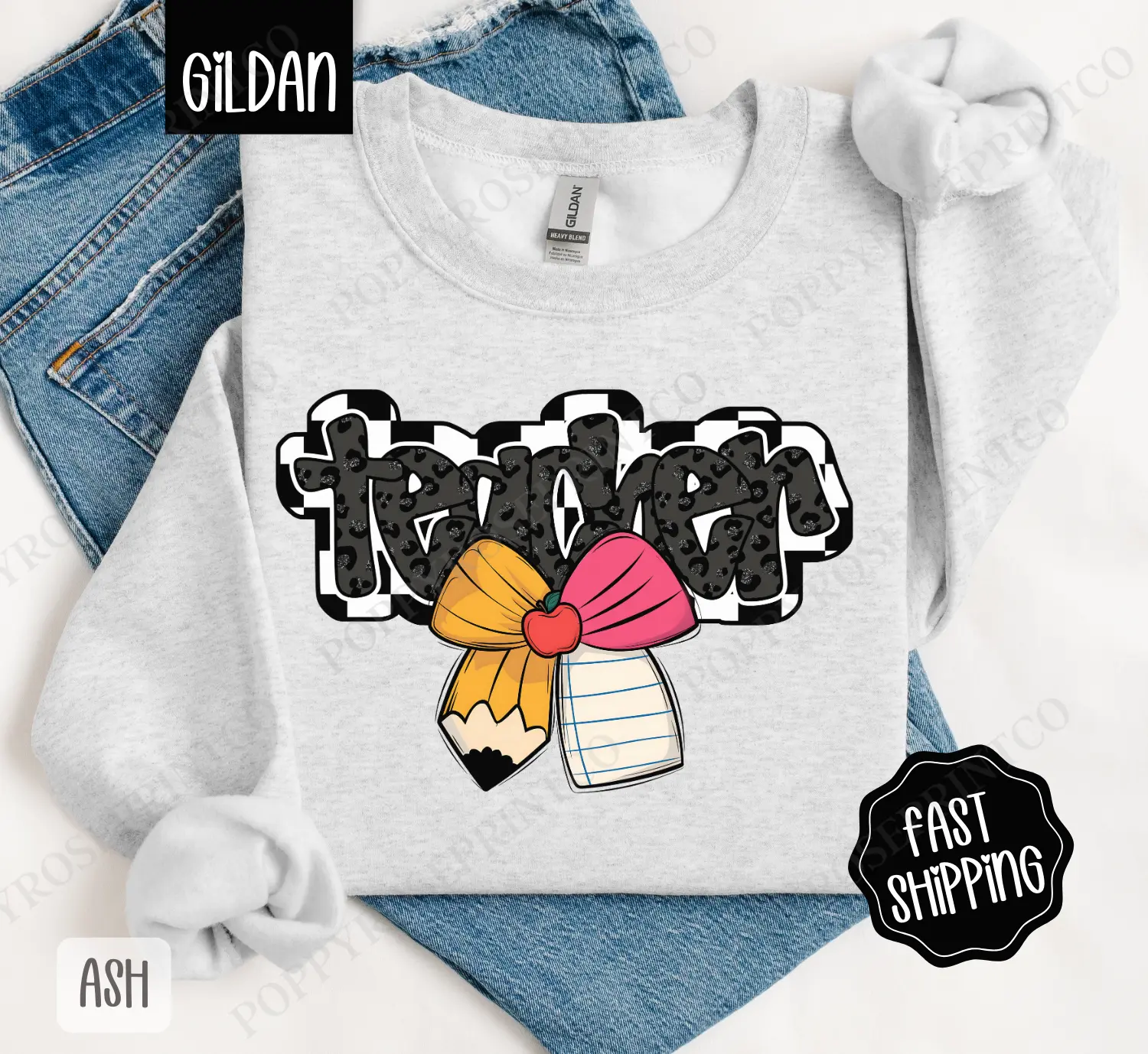 Teacher School Bow Sweatshirt, Cute Teacher Apparel, School Gift, Teacher Appreciation, Back to School Sweatshirt, Teacher Sweatshirt