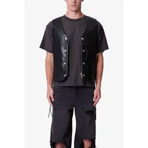 mnml Vintage Biker Vest - Black