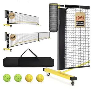 Portable Regulation-Size Pickleball Net Set, 22 FT with Ball Collector, 4 Balls & Carry Bag, Easy Setup for Outdoor & Indoor Driveway Use