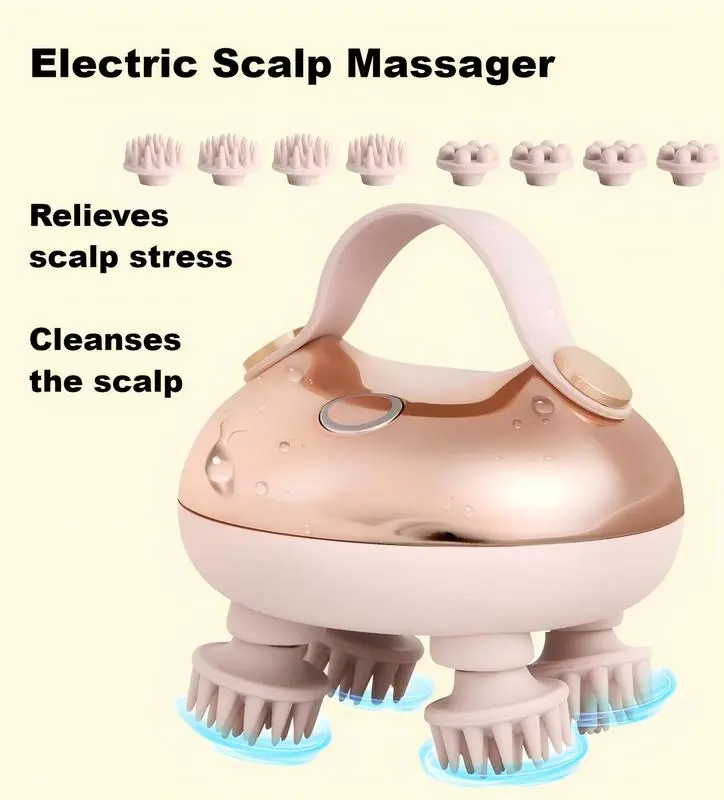 Cordless Scalp Massager Hair Growth with 3 kneading Modes,Waterproof Head Massager with 8 Claws for Deep Cleansing,Head Scratcher,Body Massager for Stress Relief, Cat Massager Tissue
