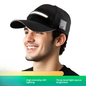 BIGWIG LED headlamp baseball cap, USB rechargeable, unisex, suitable for night running, rechargeable LED baseball cap, light-up baseball cap, ideal for activities such as fishing, running, and camping