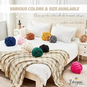 “Handmade Knot Pillow Ball – Soft Round Throw Pillow, Plush Knotted Boucle Cushion for Home Decorative Accent”