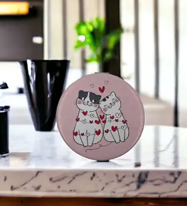 Round Compact Metal Mirror Cat