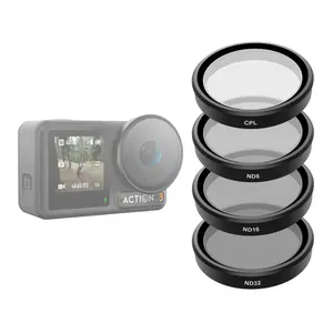 TELESIN Lens Filter Set for DJI Action 5 Pro 4 3 Camera Accessories, 4-Pack CPL ND32 ND16 ND8 Polarizing Neutral Density HD Filter Lens Protective Protector Cover for DJI Osmo Action