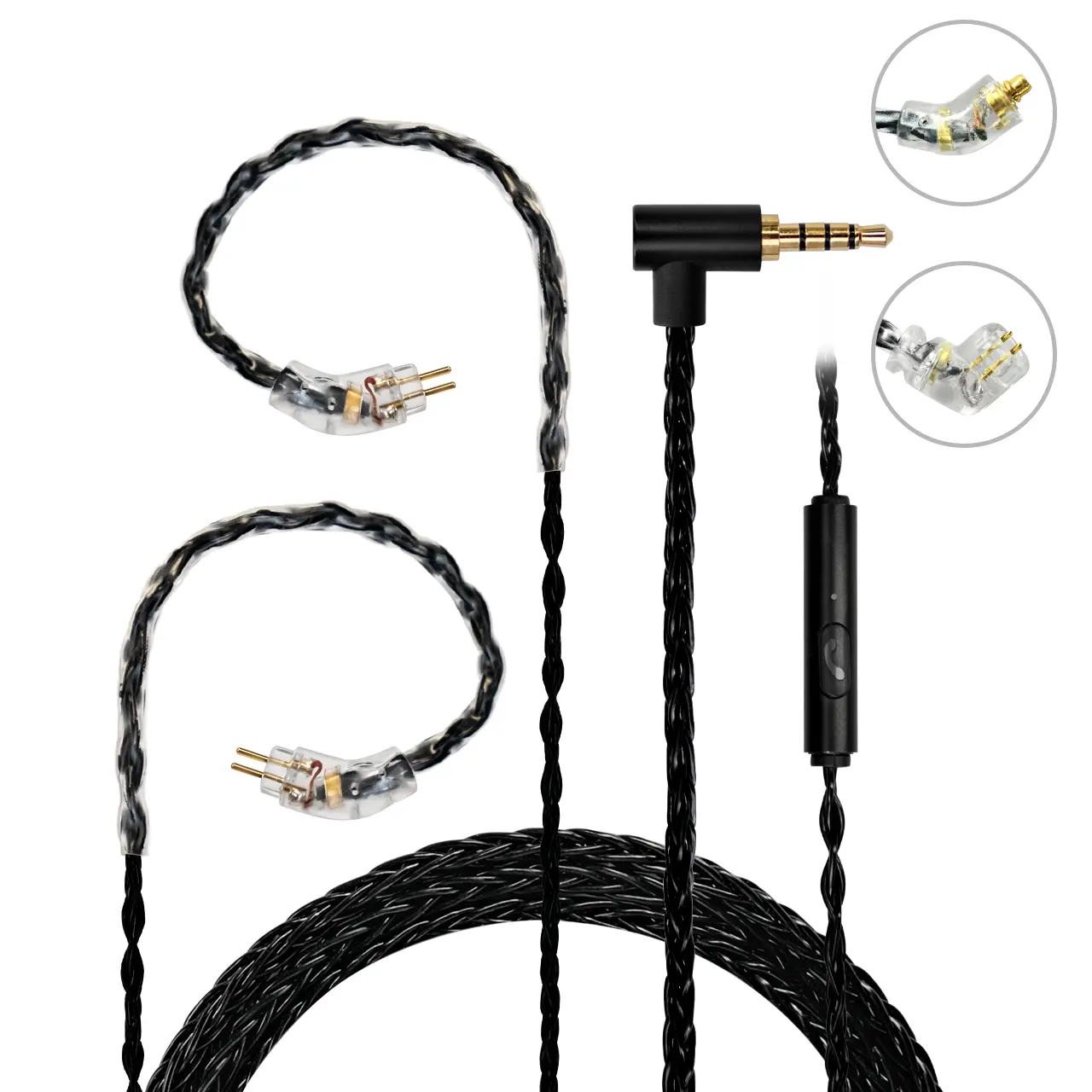 JCALLY JC08S 2 Pin 0.78mm IEM Cable 8 Core Silver Plated OFC Earphone Cable 3.5mm Replacement Cable for KZ CCA TRN IEM Earphones Black Audio