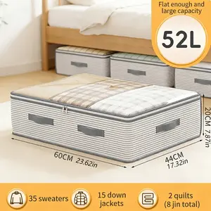 Large Storage Bag, Non-Woven Fabric, Transparent Window, Multi-Layer Closet Organizer, Space-Saving Vertical Design, Modern Style, Bedroom Storage Organizer