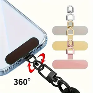 Upgraded 360 Degree Rotatable Stainless Steel Phone Lanyard Metal Patch Pad, Safety Connection Piece, Durable and Secure, Phone Strap Holder