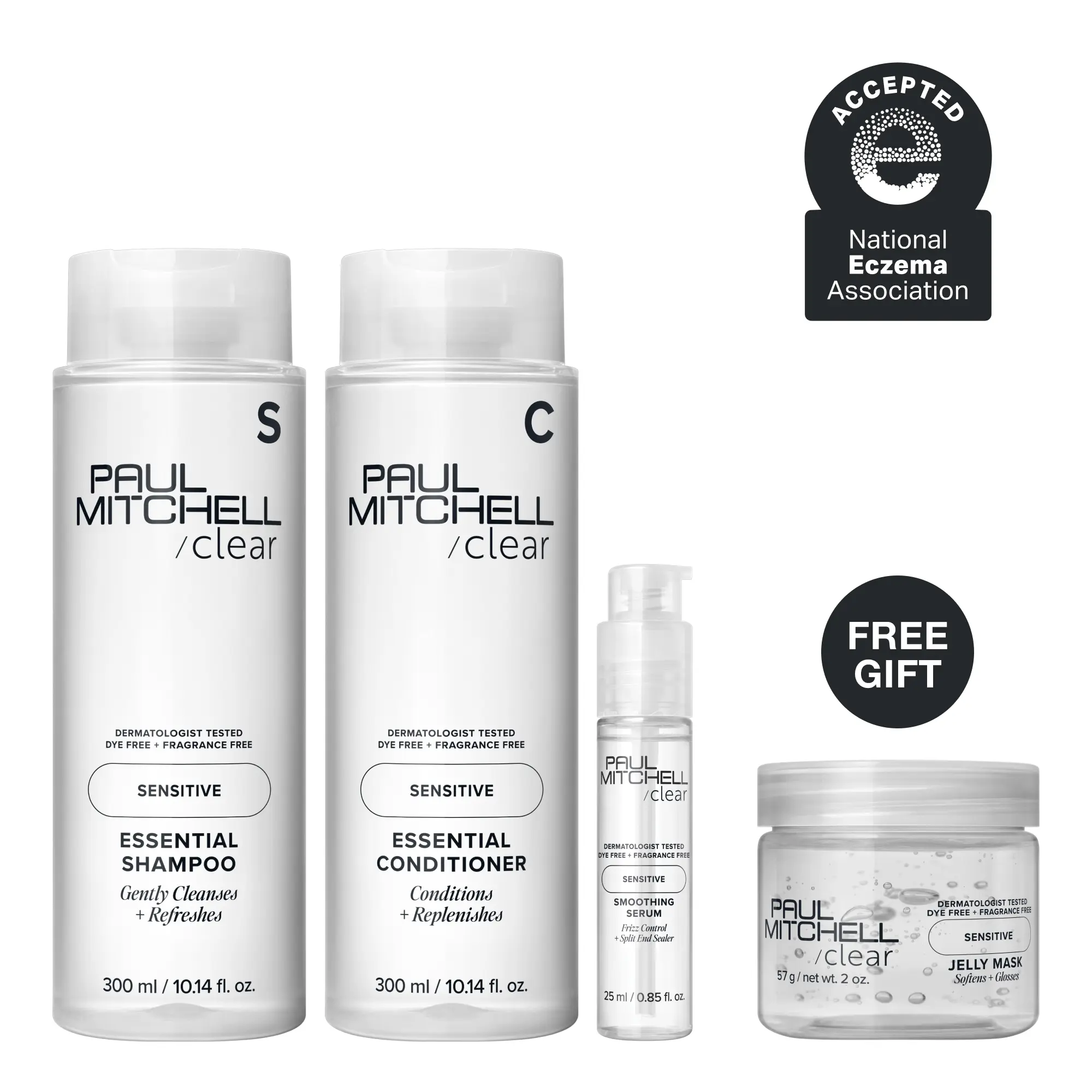 Paul Mitchell Sensitive Set – Shampoo, Conditioner + Hair Serum with FREE Jelly Mask* | Fragrance Free, Dye Free, Pediatrician + Dermatologist Tested