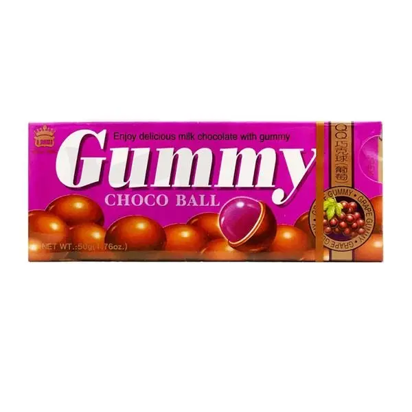 IMEI Grape Gummy Candy with Milk Chocolate Balls - Trans Fat-Free Ambient Food, Party Snacks for All Ages, 50g Chewing Gum Treat, Fruit