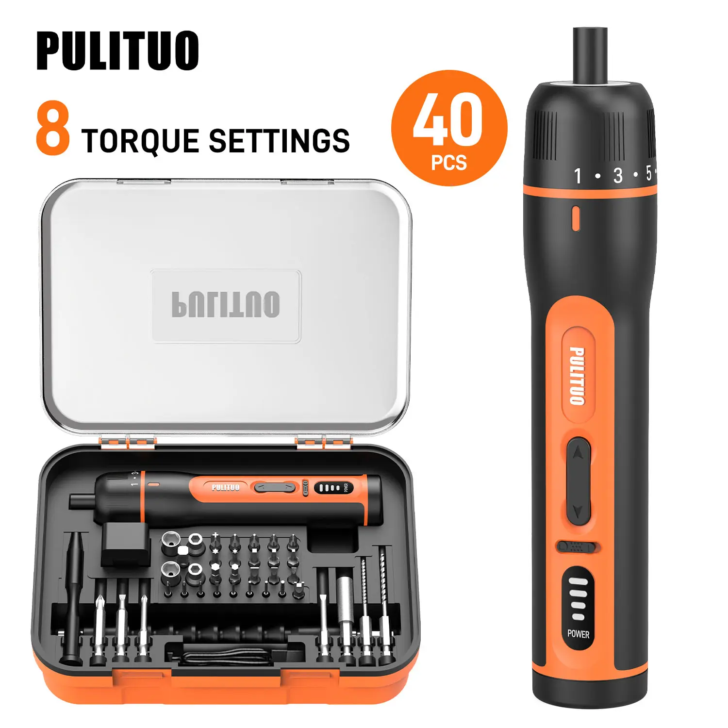 Cordless and Rechargeable Li-ion Electric Screwdriver - 40/39 Pcs Set, 2000mAh Built-in Batteries, 0-49W Rechargeable Hand Tool for DIY Home Repairs & Furniture Assembly, Tool Upgrade