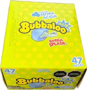Bubbaloo Bubblegum Chewing Gum - 47 Pieces, Mora Acida Blueberry Flavor, Sugar Splash Snack bubble  center outdoorfun